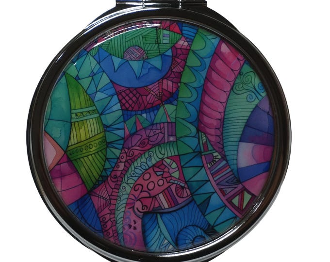 Patterned, Pink, Blue, Extra Large Pill Box, 7 Day Pill Box, Mirror, Pill Box, Medicine Case, Trinket Box, Pill Case, Mint Box, Earring Box