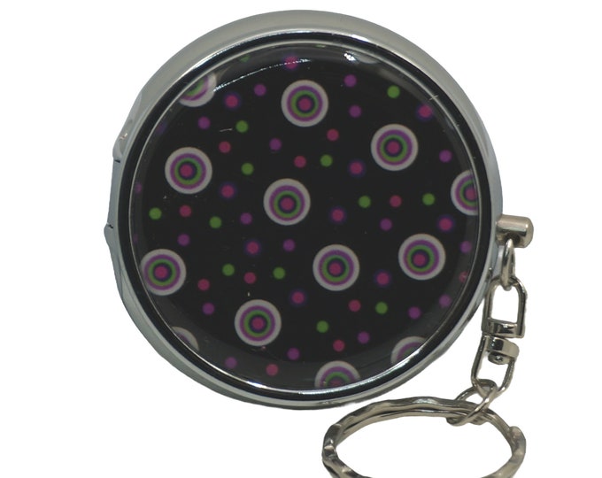 Circles, Black, Purple, Green, Portable Ashtray, Personal Stainless Steel Ashtray, Pocket Ashtray, Key Ring Ashtray