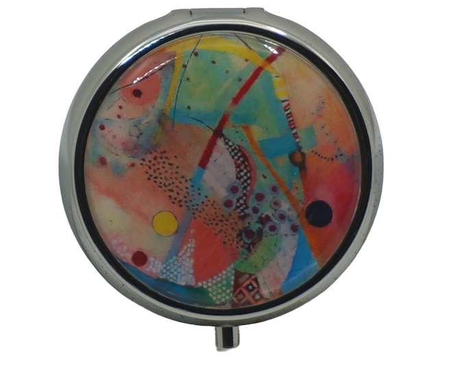 Art, Abstract Art, Rainbow, Pill Box, Silver Plated, Medicine Case, One Day Pill Box, Trinket Box, Pill Case