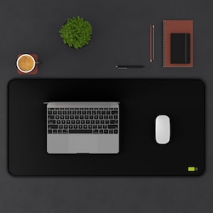 YSYFRI Studio Signature XXL Desk Mat | Minimalist Black & Lime Design | Premium Large Mousepad 32x16 for Aesthetic Setups