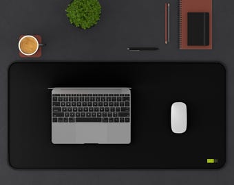 YSYFRI Studio Signature XXL Desk Mat | Minimalist Black & Lime Design | Premium Large Mousepad 32x16 for Aesthetic Setups