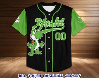 Custom Yoshi Baseball Jersey, Personalized Gamer Shirt, Nintendo Trip Outfit, Super Mario Vacation Gift