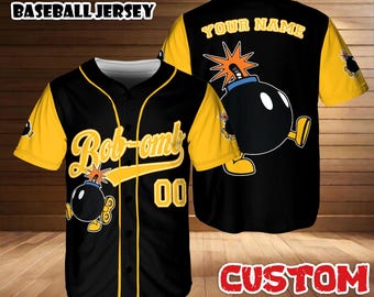 Custom Bob-omb Baseball Jersey, Personalized Nintendo Game Outfit, Birthday Mario Gift