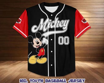 Custom Mickey Mouse Baseball Jersey, Mickey And Friends Disney World Trip Shirt, Birthday Family Vacation Outfit Tee