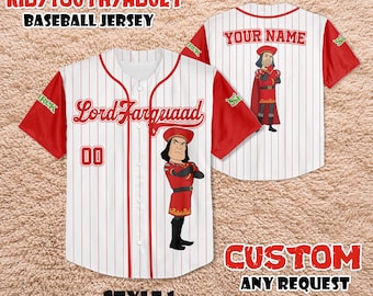 Custom Lord Farquaad Baseball Jersey, Shrek Movie Fan Shirt, Duloc King Meme Tee