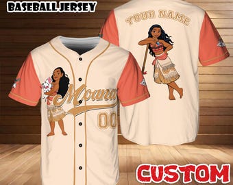 Custom Disney Princess Moana Baseball Jersey, Ocean Adventure Shirt, Personalized Polynesian Hero Outfit