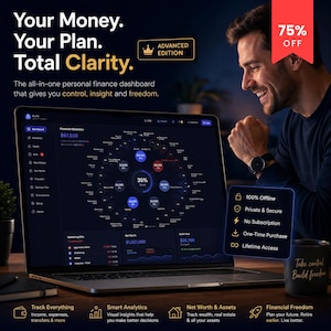 Personal Finance Dashboard Pro | Budget Planner, Expense Manager, Net Worth Tool, Offline HTML Tracker