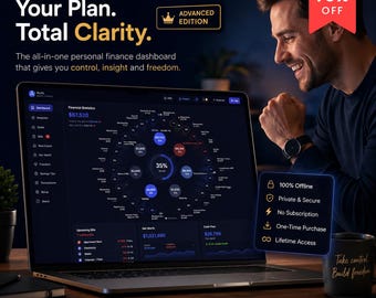 Panel finansów osobistych Pro | Planer budżetu, Menedżer wydatków, Narzędzie do pomiaru wartości netto, Śledzenie offline w formacie HTML