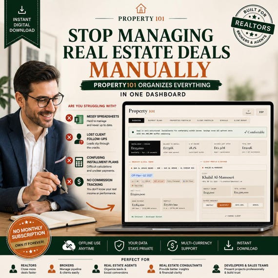 Property Tracker for Realtors | Real Estate CRM | Client & Payment Planner | Broker Dashboard Tool