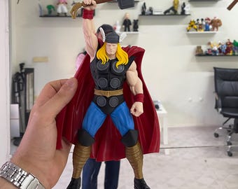 3D Printed God of Thunder Warrior Figure – 29cm Hammer Statue, Fantasy Hero Decor