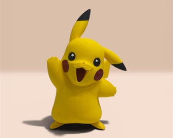 Anime Inspired Electric Mouse Pikachu Figure – 3D Printed PLA Display Statue – Desk Decor