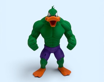 Muscular Duffy Duck Figure, Bodybuilder Hulk Duck Statue, 3D Printed Desk Decor, Geek Collectible