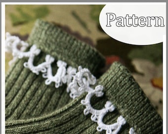 Pattern - Needle Tatting - Tatted Angora Children's Sock Edging PDF Pattern by RustiKate