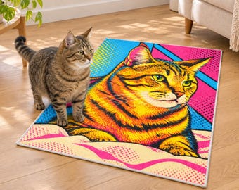 Custom Pop Art Rug From Photo, Personalized Portrait Area Rug, Colorful Picture Rug, Unique Gift for Couples Family and Pets