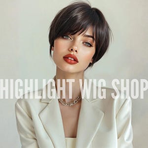 Short Pixie Wig With Side Bangs Dark Brown Chic Hair