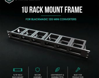 Tech Frame 1U Rack Mount for Blackmagic 12G Mini Converters – Holds 6