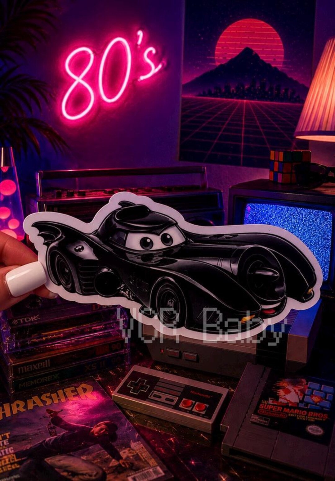 Retro Batmobile Holographic Sticker – 4” Water Resistant Resistant ...