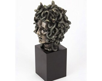 Medusa on a Pedestal, Hand-Painted, Decorative Sculpture, 10.5x9.8x21 cm