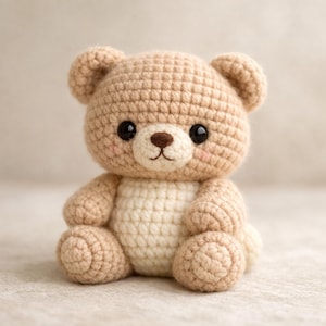 Bear Crochet Pattern PDF Amigurumi - Easy Beginner Tutorial, Cute Teddy Stuffed Animal Gift for Babies, Nursery Plush Toy