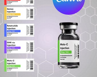 Plantillas editables de etiquetas de péptidos para Canva / Descarga de Canva / 1,75 x 0,75 pulgadas
