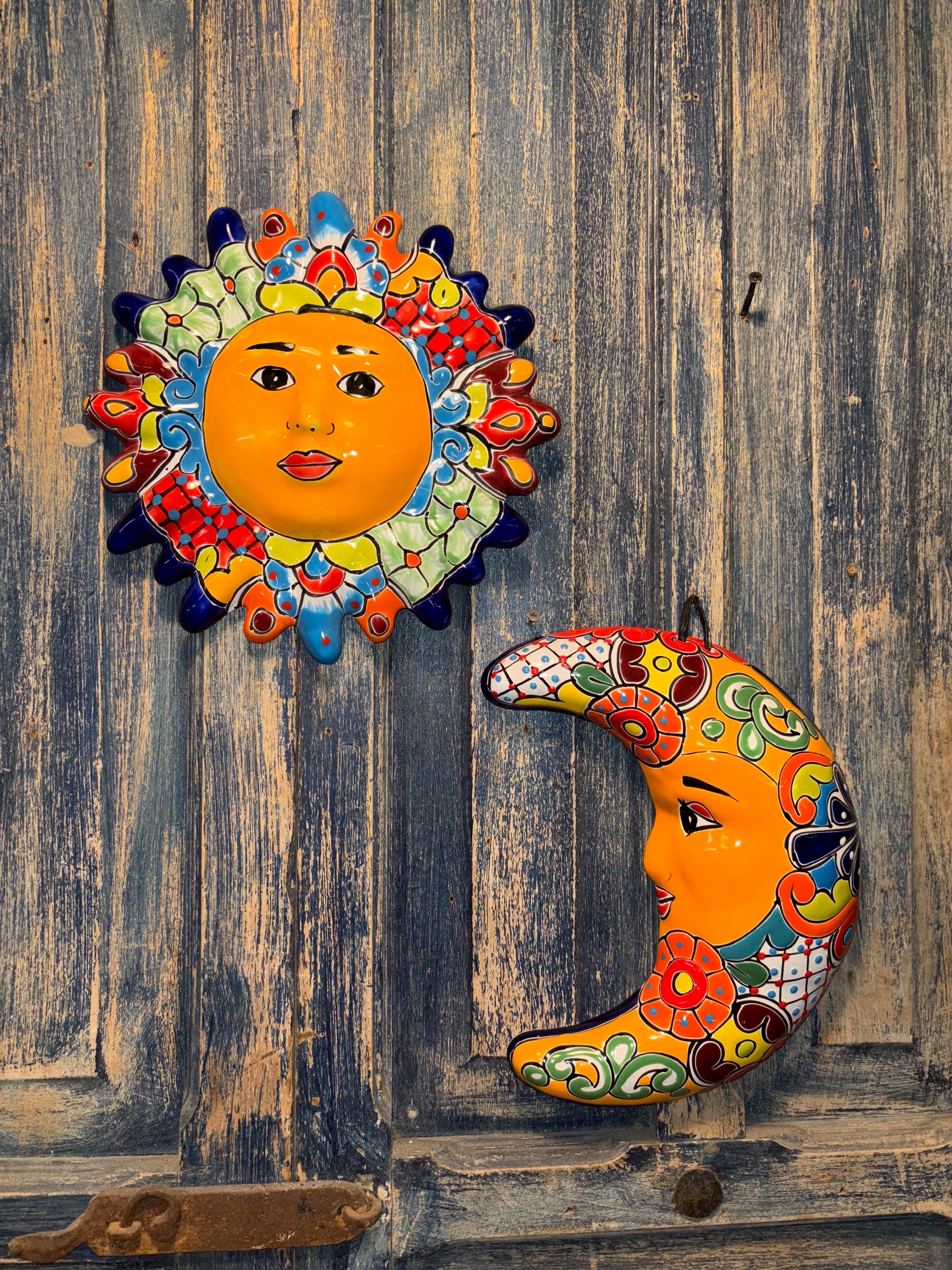 メキシコ 太陽 月 星 壁掛け 素焼き 焼き物 陶芸 伝統工芸 Mexican Pottery Sun and Moon - Etsy