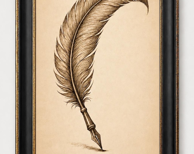 Vintage Quill Pen Wall Art – Limited Edition Framed Study Decor - Interior Design