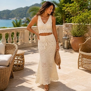 maxi 2 piece dress for women Lovely White Lace Dress - Two-Piece Dress - Lace Maxi Dress