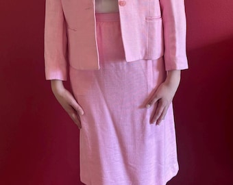 Traje de chaqueta y falda midi de rayón rosa Epitome, estilo vintage de los años 80/90, talla 10”.