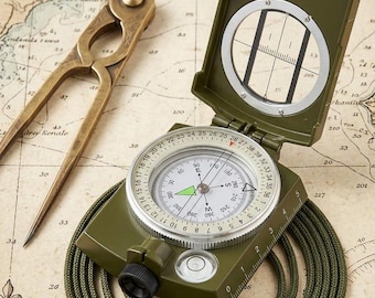 Military Lensatic Compass with Sighting Lens, Aluminium Navigation Tool (3 inches)