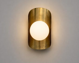 Brass Wall Sconce, Mid Century Globe Wall Light, Handmade Brass Bathroom Vanity Light, Bedside Wall Lamp, Contemporary Wall Fixture