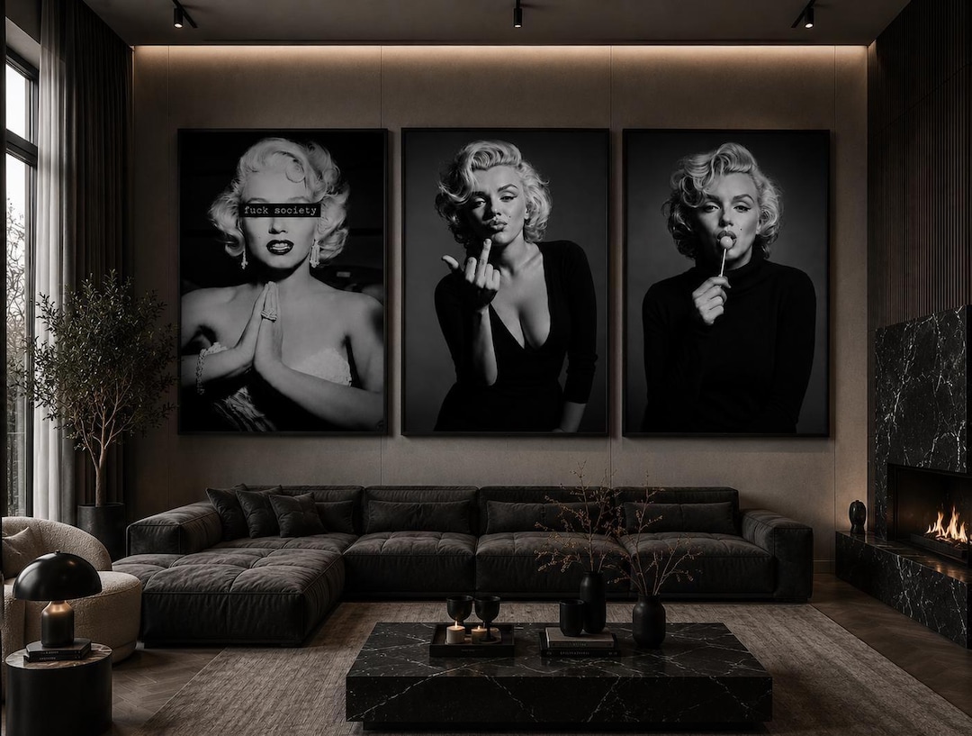Marilyn Monroe Black and White Prints, Vintage Hollywood Glam Wall Art ...