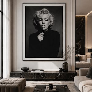 Marilyn Monroe Lollipop-affisch: Retro popkultur-glamourtryck, svartvit affisch