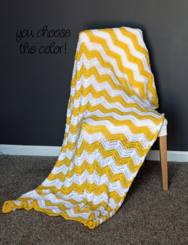 Chevron Afghan Throw Blanket Crochet Bright Neon Yellow and Etsy