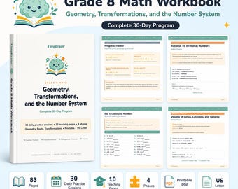 Cuaderno de ejercicios de geometría, transformaciones y sistema numérico para 8.º grado (digital)