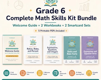 Paquete completo de fluidez en matemáticas de 6.º grado (digital): razones y tasas, expresiones y números enteros.