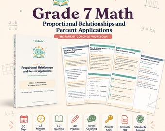 Cuaderno de ejercicios de matemáticas de 7.º grado: Relaciones proporcionales y aplicaciones de porcentajes (digital)
