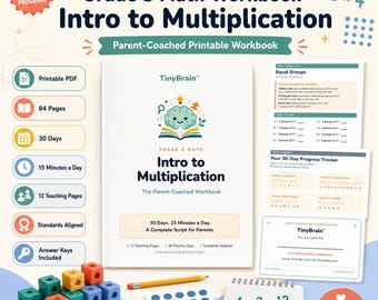 Cuaderno de ejercicios de introducción a la multiplicación para tercer grado (digital)