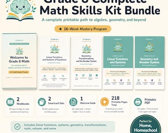 Paquete completo de fluidez en matemáticas de 8.º grado (digital): Álgebra, Geometría y Sistema Numérico.