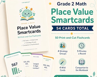 Tarjetas inteligentes de matemáticas de segundo grado sobre valor posicional (digitales)