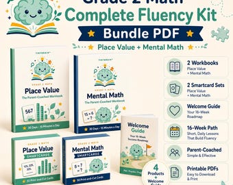Paquete completo de fluidez en matemáticas de segundo grado (digital), valor posicional y cálculo mental.