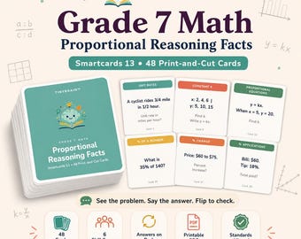 Tarjetas inteligentes (digitales) de razonamiento proporcional para matemáticas de 7.º grado