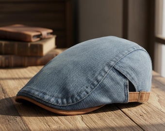 Handmade Denim Corduroy Patchwork Newsboy Hat 24 display picture 3