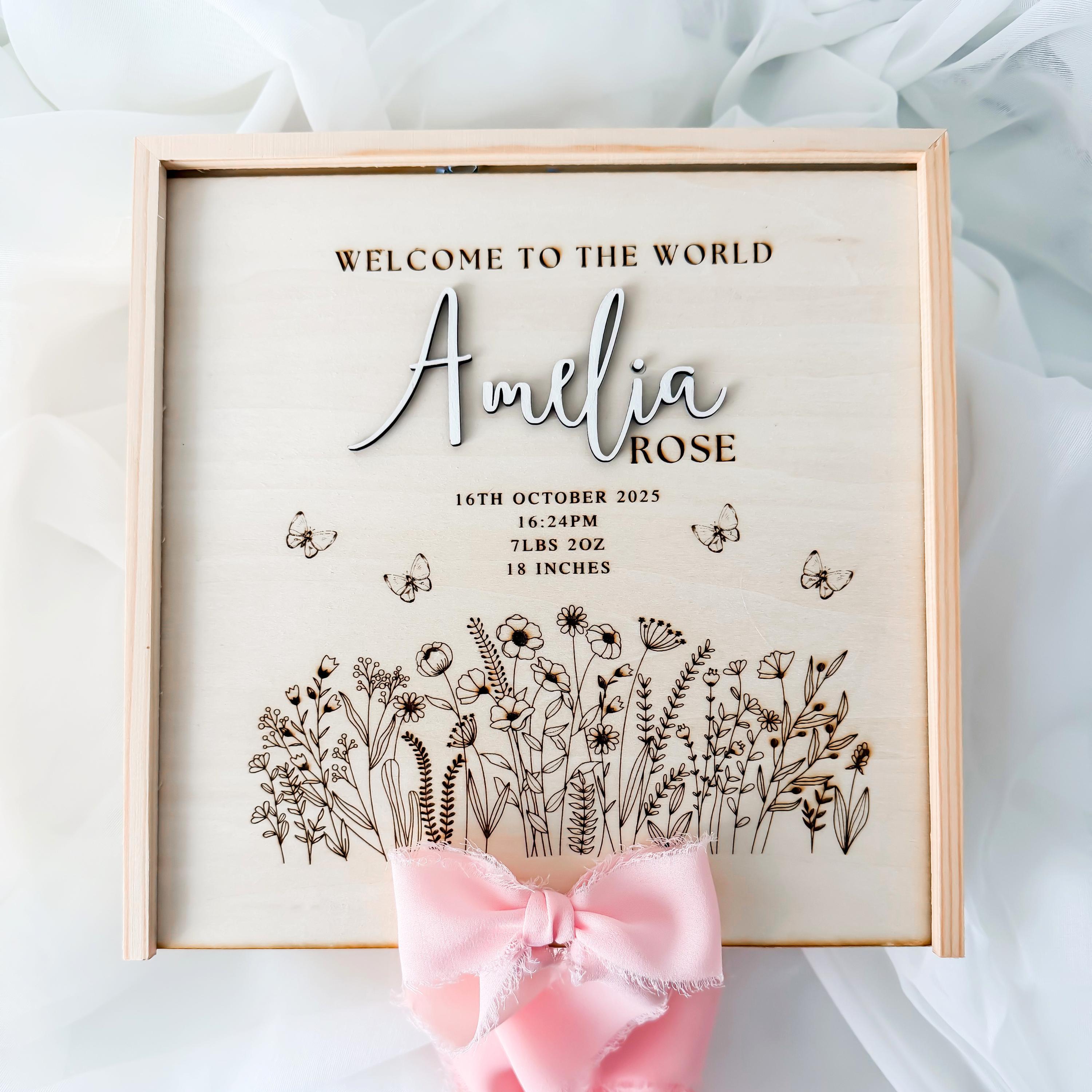 Personalized Baby Keepsake Box, Engraved Wooden Baby Memory Box, Custom Name Baby Gift, Newborn Keepsake Box, Baby Shower Gift