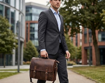 Bolso bandolera de piel hecho a mano / Bolso de hombro premium para mujer y hombre / Bolso de trabajo para portátil de estilo vintage