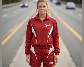 Benutzerdefinierte Retro Windjacke Shorts Set | Personalisierte Athletisch Streetwear Trainingsanzug
