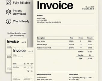 Professionelles Corporate Invoice Design, minimalistische Rechnungsvorlage, Lila und Orange Briefpapier, Moderne Business Rechnung