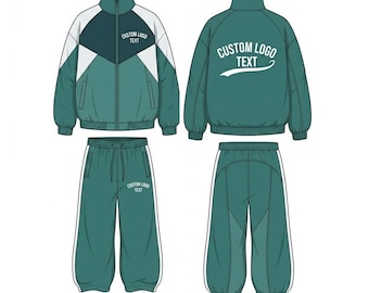 Benutzerdefinierte übergroße Teal Trainingsanzug | Retro 90er Jahre Y2K Streetwear Set