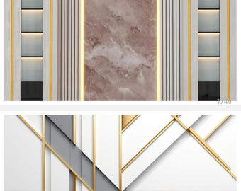 3D Wall Panel Designs: Gold Marmor Geometrische Hintergründe (27 Designs)