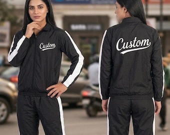 Benutzerdefiniertes Logo Trainingsanzug Set - Herren Schwarz Weiß Sportbekleidung Jogger Passendes Bekleidung