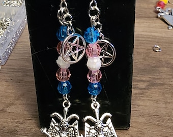 Satanic Trans Pride Dangle Earring